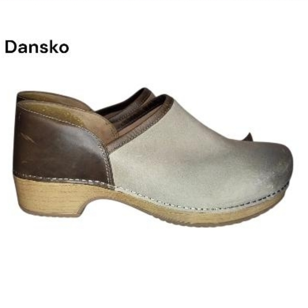 39 Dansko Brenna Burnish Sand Mill Gray Leather Professional Clog Women 8.5 9